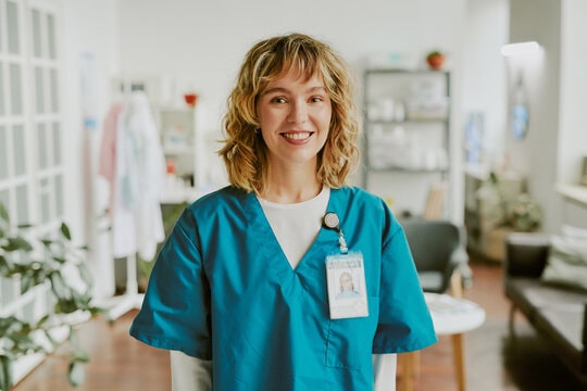 Professional nurse in scrubs